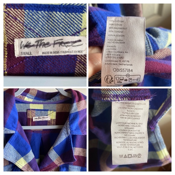 Free People NWT Izzy Cargo 100% Cotton Flannel Snap Close Shacket size small - Picture 12 of 13